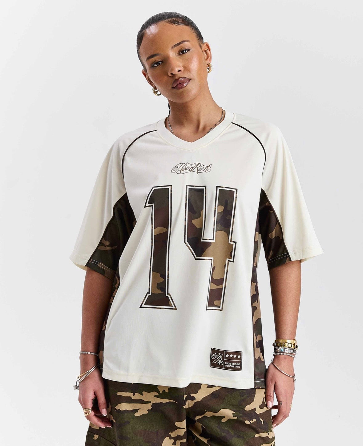 Hoodrich Field Oversized Jersey – White / Camo