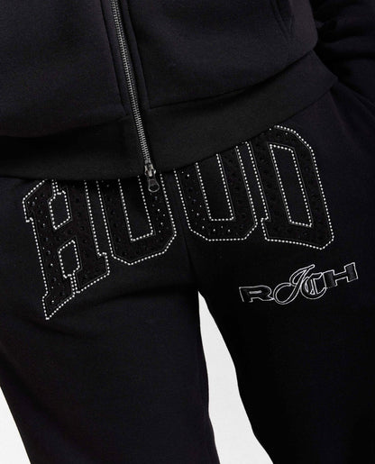 Hoodrich Captain Rhinestone Full Zip Hoodie "Black"