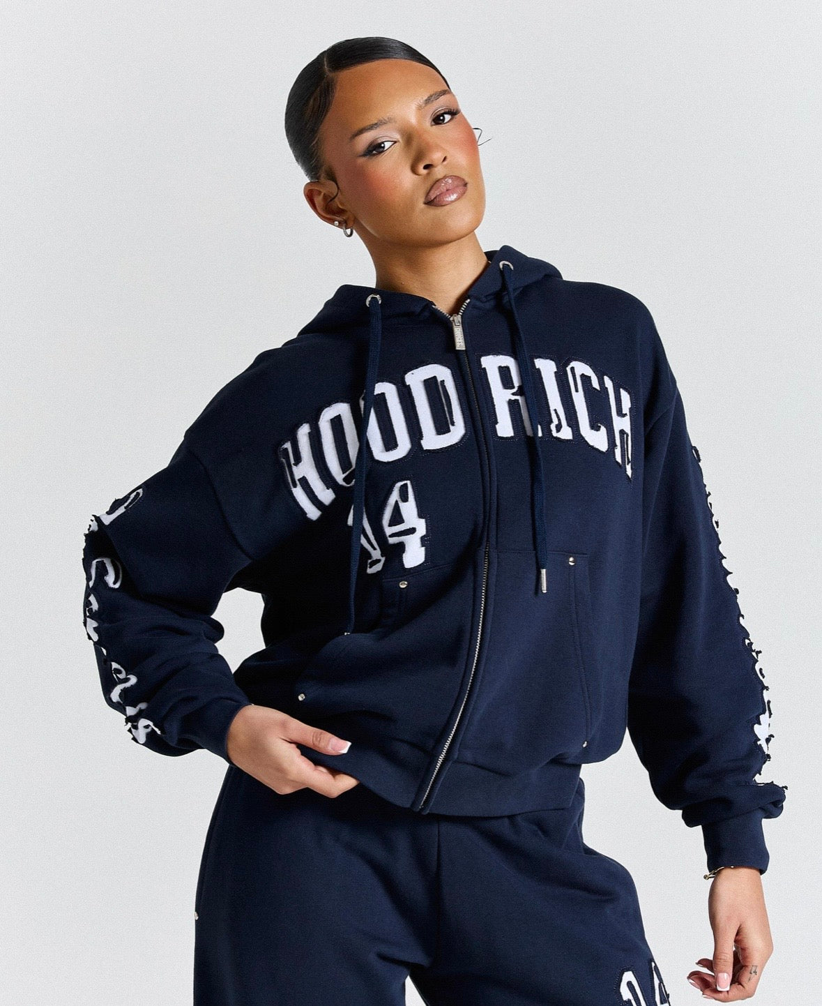 Hoodrich Mid-Length Zip Up Hoodie – Navy