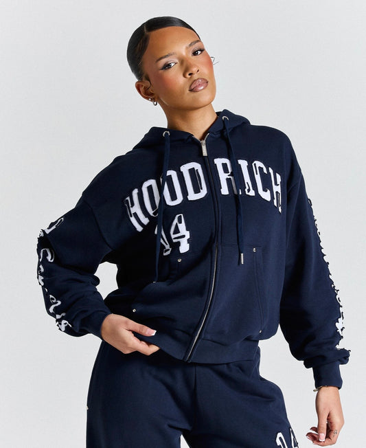 Hoodrich Mid-Length Zip Up Hoodie – Navy