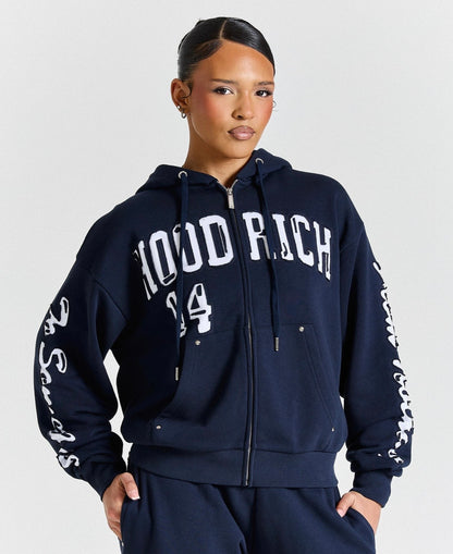 Hoodrich Mid-Length Zip Up Hoodie – Navy