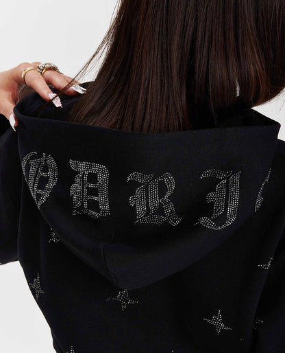 Hoodrich Razor Cropped Zip-Up Hoodie – Black