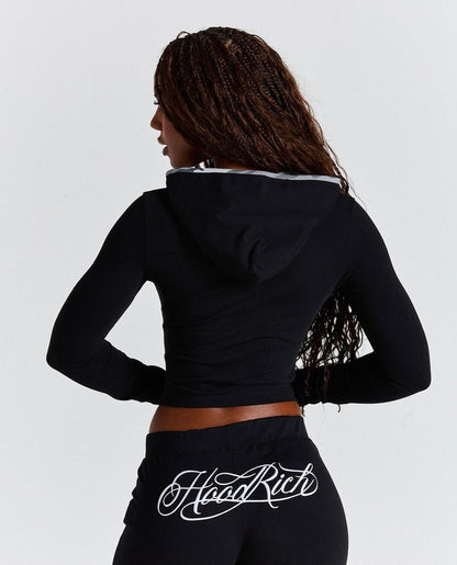 Hoodrich Fitted Zip-Up Hoodie – Black / Camo (Women's)
