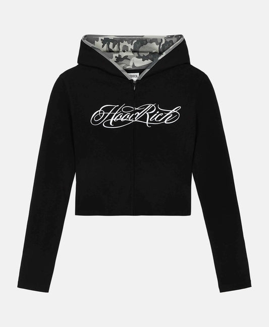 Hoodrich Fitted Zip-Up Hoodie – Black / Camo (Women's)
