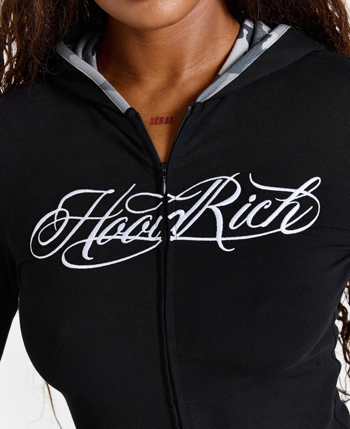 Hoodrich Fitted Zip-Up Hoodie – Black / Camo (Women's)
