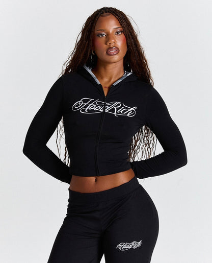 Hoodrich Fitted Zip-Up Hoodie – Black / Camo (Women's)