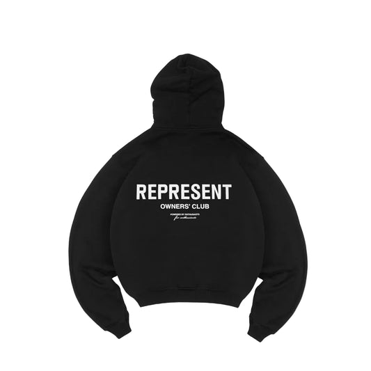 Represent Zip-Up Hoodie – Black