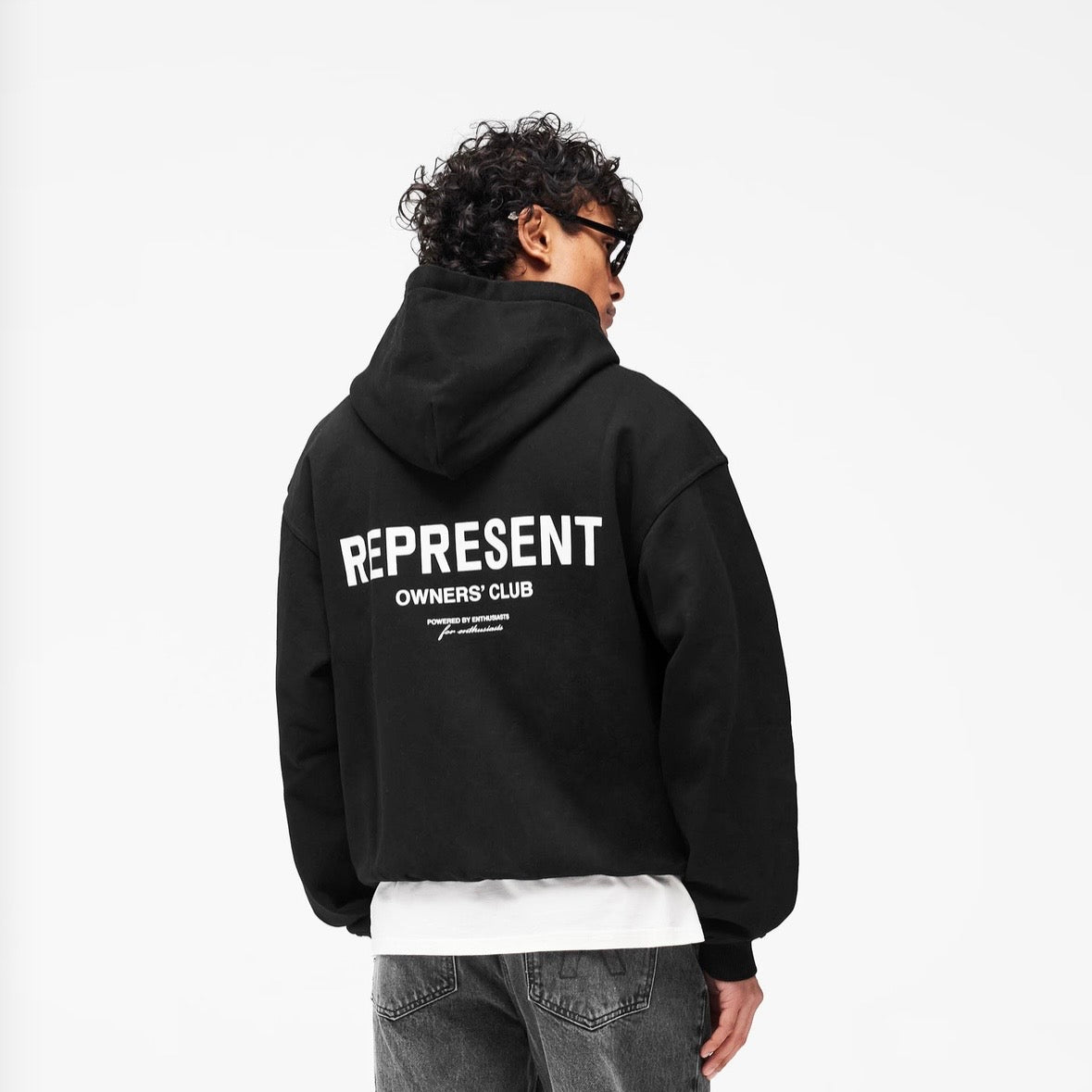 Represent Zip-Up Hoodie – Black