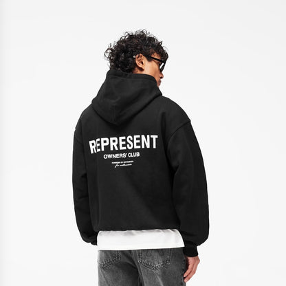 Represent Zip-Up Hoodie – Black